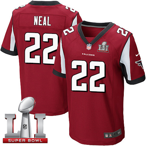 Nike Falcons #22 Keanu Neal Red Team Color Super Bowl LI 51 Men's Stitched NFL Elite Jersey - Click Image to Close